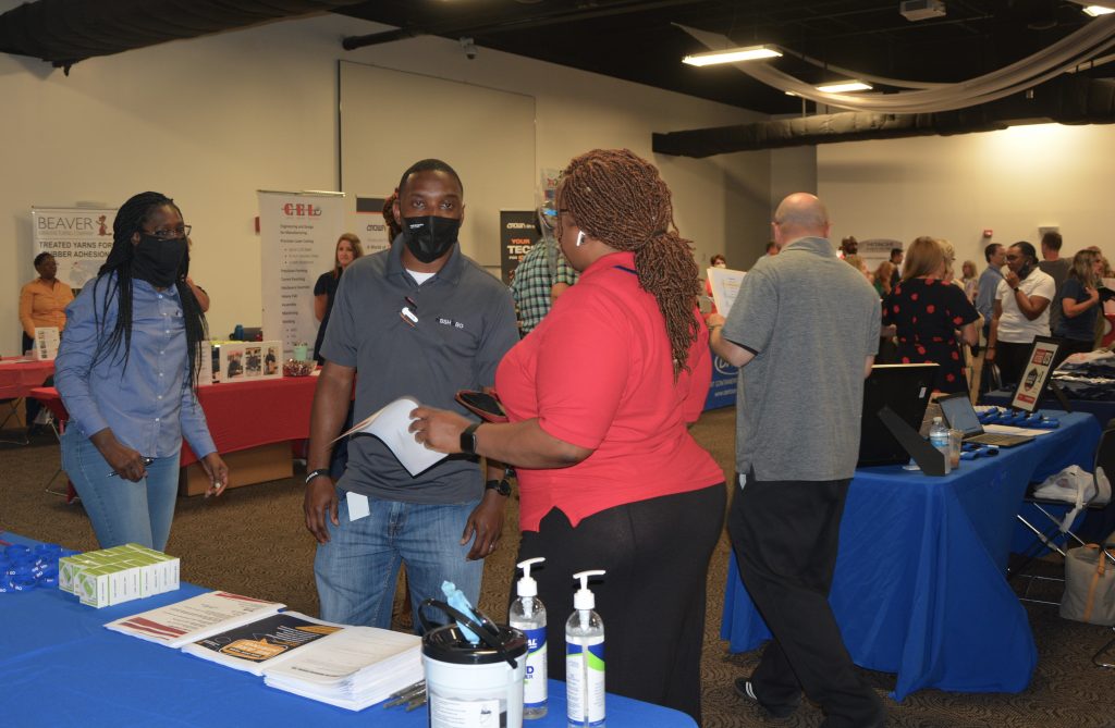 Wide shot of job fair