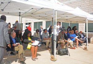 A crowd gathered on a perfect spring day to take part in the ceremonial ground breaking.